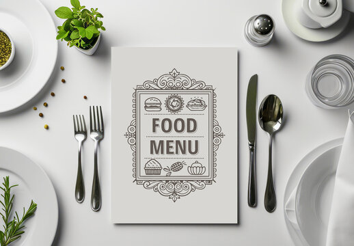 A4 Food Menu Mockup Template