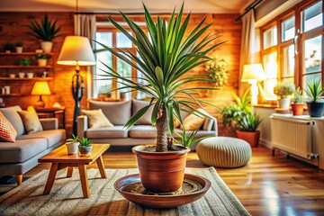 Fototapeta premium Yucca House Plant - Hand Drawn Digital Illustration for Home Decor and Greenery Enthusiasts
