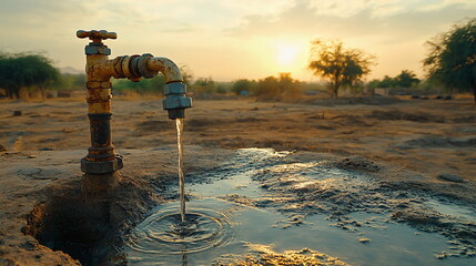 Parched Earth Meets Fading Water with a Tap in Crisis