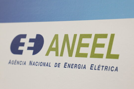 Brazilian Electricity Regulatory Agency logo. Aneel icon on a wall. Agencia Nacional de Energia Eletrica symbol. 