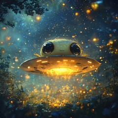 Interstellar Adventure: A Cute Alien's Journey Through the Cosmos