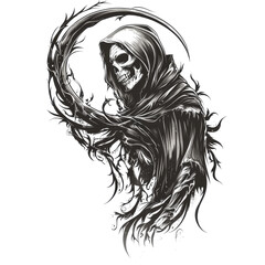 Skeleton with Flower Garland - Elegant Macabre Illustration