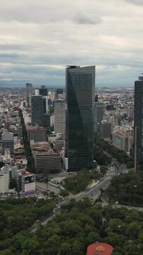 Vertical drone videos of Paseo de la Reforma, CDMX