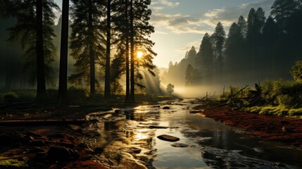 Sunrise Through the Forest