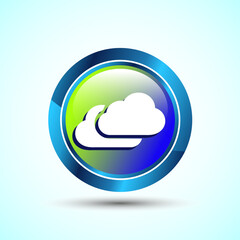 Cloud Icon Design Illustration, Weather Icon Sign, Glossy Round Button Design