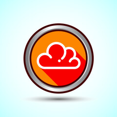 Obraz premium Cloud Icon Design Illustration, Weather Icon Sign, Orange Shadow Button Design