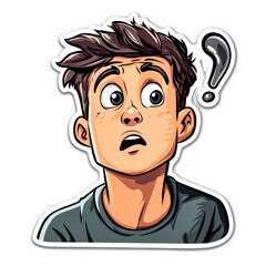 Obraz premium Cartoonish Boy with a Question Mark � Confusion Concept