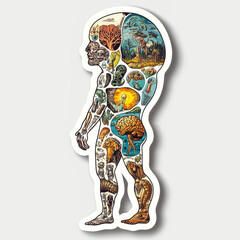 Obraz premium Human Figure with Planetary Chakras - Spiritual Anatomy Illustration