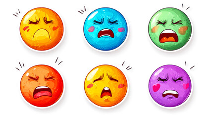 Fototapeta premium Colorful Emoji Faces - Expressive Emoticon Icons