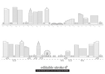 Naklejka premium 都会の街並みセット 編集可能なストローク