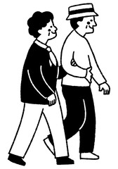 Old couple strolling arm in arm_2