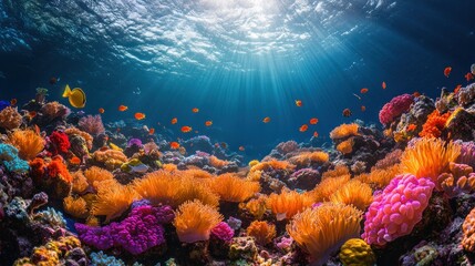 Underwater Paradise: Vibrant Coral Reef in the Sun