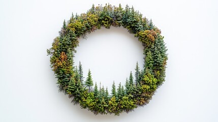 Vibrant Ulex Europaeus Flowers in Circular Arrangement on White Background - Top-Down Perspective Photography Isolator
