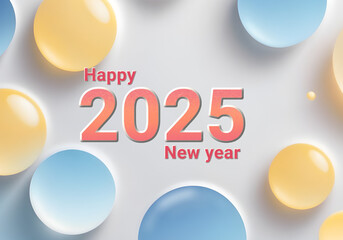 2025 year bubble minimalist blue background