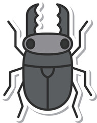 Fototapeta premium ステッカーミニ昆虫の単品アイコン クワガタ