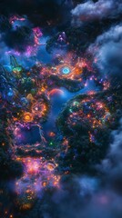 Abstract Fantasy Landscape with Lights