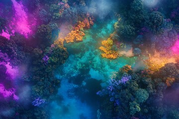 Aerial view of colorful coral reef