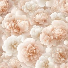 Soft and delicate watercolor peonies in pastel pinks and whites create serene floral pattern, perfect for adding touch of elegance to any design