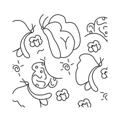 Black line art butterfly pattern background design. templates pattern