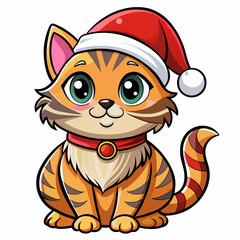 cat with christmas hat