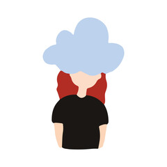 woman depression character illustration design. sad, anxiety, ilness, alone. sad woman character illustration design. Women with mental health problems. Stress and loneliness. Vector illustration.