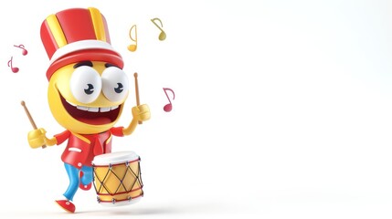 Naklejka premium Happy Drumming Emoticon