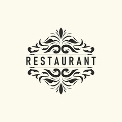 luxury simple line ornament decoration logo design with vintage retro illustration templet