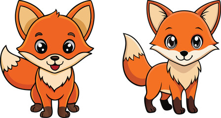 Baby Fox Animal isolated flat vector illustration.
