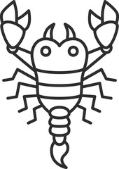 線画ミニ昆虫の単品アイコン　蠍