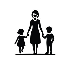 Mother and Children Silhouette
