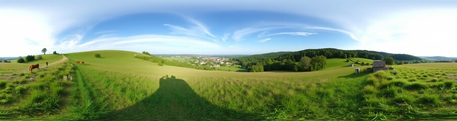 Obraz premium 360 degree Rolling Hills and Meadows, 360 degree photo. HDRI spherical panorama.