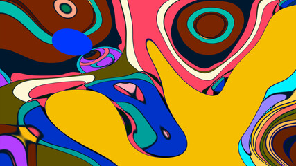 Obraz premium Abstract colorful fluid wave psychedelic liquid background for summer music 2025