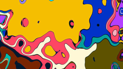 Abstract colorful fluid wave psychedelic liquid background for summer music 2025