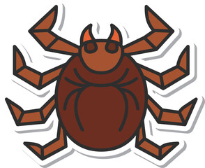 ステッカーミニ昆虫の単品アイコン　ダニ