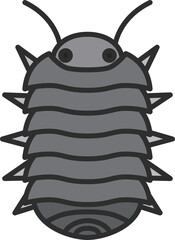 カラーミニ昆虫の単品アイコン　ダンゴムシ