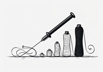 Minimalist Needle and Thread Line Art Icon