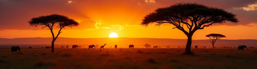 Fototapeta premium 360 degree Savannah at Sunset, 360 degree photo. HDRI spherical panorama.