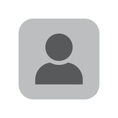 Single gray square with a simple human silhouette inside. Light gray background. Minimalistic and clean design.