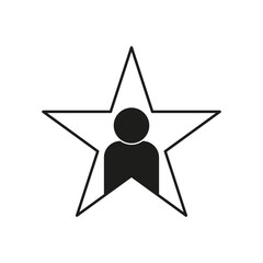 Person in star icon. Human achievement symbol. Star figure vector. Black silhouette design.