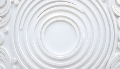 Fototapeta premium Concentric random rotated white rings or circles background wallpaper banner flat lay top view from above with copy space isolated with white highlights, png