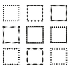 Geometric square frames. Abstract border patterns. Decorative square shapes. Vector design elements