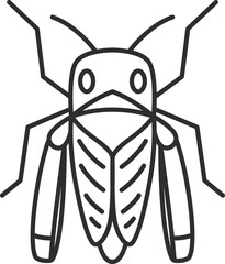 線画ミニ昆虫の単品アイコン　トノサマバッタ