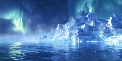 Amazing Arctic icebergs under the Northern Lights