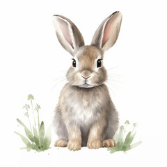 Obraz premium Cute Bunny Illustration with Greenery ? Perfect for Children's Books and Spring Decor