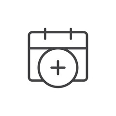 Add calendar icon Thin outline art symbol