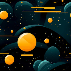 Futuristic Space Pattern with Planets and Orbit Lines