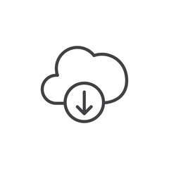 Cloud download icon Thin outline art symbol