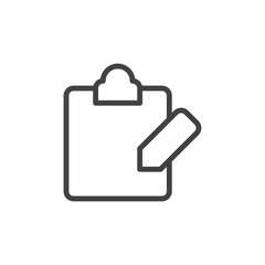 Clipboard edit icon Thin outline art symbol