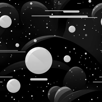 Futuristic Space Pattern with Planets and Orbit Lines
