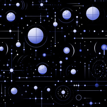 Futuristic Space Pattern with Planets and Orbit Lines
